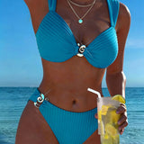 Bikini Motivo Vertical Boucle Metálica Abierta