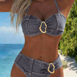 Bikini con Tirantes de Metal de Dos Piezas