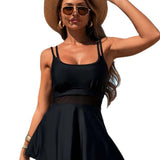 Tankini Sexy Transparente de Malla con Parches