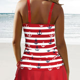 Conjunto de bikini con tirantes de rayas