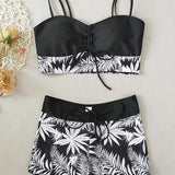 Bikini de Cintura Alta Boyleg Impreso