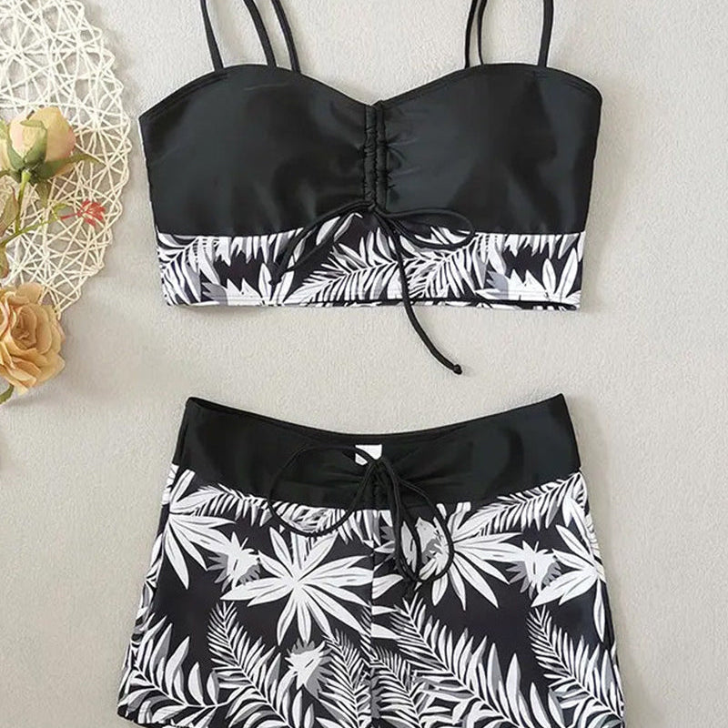 Bikini de Cintura Alta Boyleg Impreso
