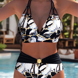 Bikini Retro Impreso de Dos Piezas