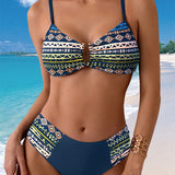 Bikini Impreso Estilo Vacaciones Sexy Dos Piezas