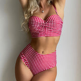 Bikini a cuadros con tirantes delgados