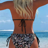 Bikini Floral Halter Para Atar Dos Piezas Bikini