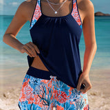 Tankini Sin Mangas Camiseta Impresa Shorts