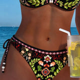 Bikini Estilo Étnico Floral Cuello Nudo Dos Piezas