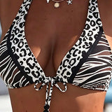 Bikini Halter Zebra Impreso Leopardo Sexy