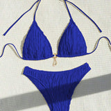 Bikini Sexy Color Sólido de Dos Piezas Triángulo
