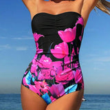 Bañador Bandeau Imprimido Floral de Una Pieza