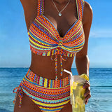 Bikini Colorido Estilo Étnico Impreso Sexy