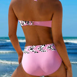 Bikini dos nu impreso patchwork leopardo