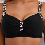 Bikini Sexy A Contraste De Color Impreso Leopardo