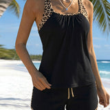 Tankini Motivo Leopardo Costuras Cordon De Ajuste