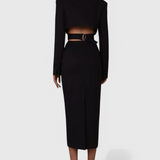 Bernice Vestido Blazer Midi con Corte y Espalda Descubierta