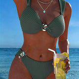 Bikini Motivo Vertical Boucle Metálica Abierta