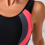Maillot De Baño Una Pieza Color-Block Impreso