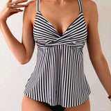 Tankini Rayado Vertical de Dos Piezas Triángulo