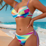 Bikini de Dos Piezas Impreso con Cuerda