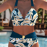 Bikini Culotte de Cintura Alta Bralette Impresa