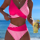 Bikini Cruzado Rayado Impreso
