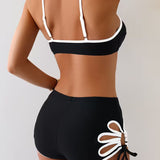 Bikini Sling de Color Contrastante Hueco Sexy