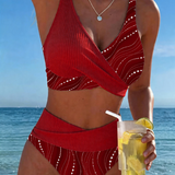 Bikini Profundo Cuello en V Patchwork