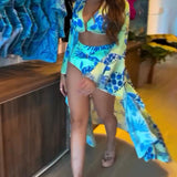 Bañador estampado para las vacaciones con mangas acampanadas
