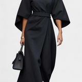 Micaela Vestido Midi con Mangas Lantern y Cintura Ceñida