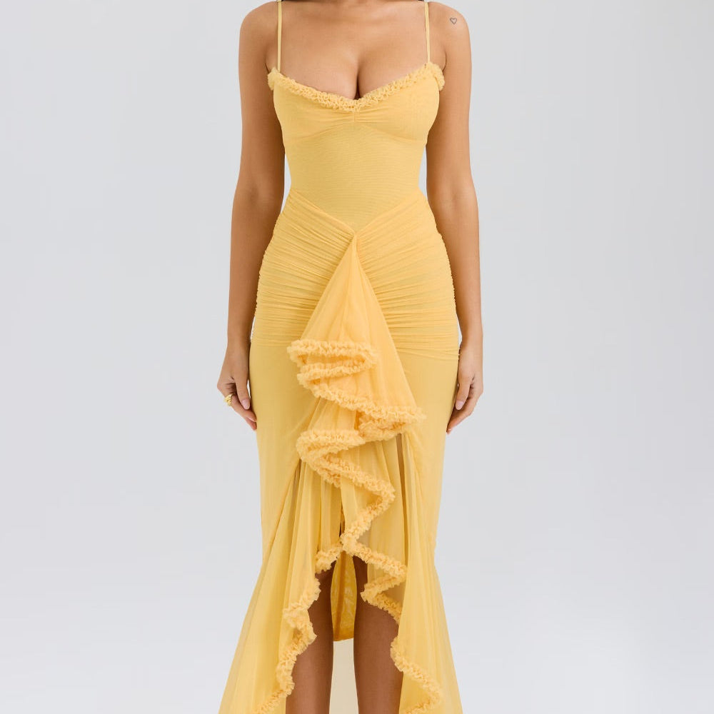 Roxanne Vestido de tirantes sin mangas con volantes