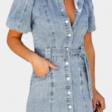 Orlena Vestido Mini de Denim Lavado