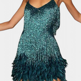 Sheril Mini Vestido de Plumas