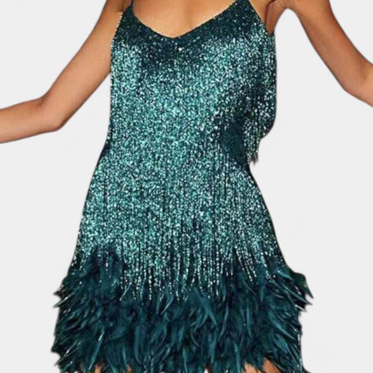 Sheril Mini Vestido de Plumas