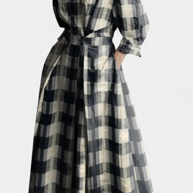 Miriam Vestido Maxi de Manga Larga Retro