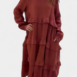 Jada Vestido Sudadera con Volantes y Silueta Casual-Chic