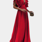 Lucera Vestido Maxi Elegante con Mangas Volantes