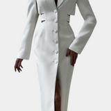 Bernice Vestido Blazer Midi con Corte y Espalda Descubierta