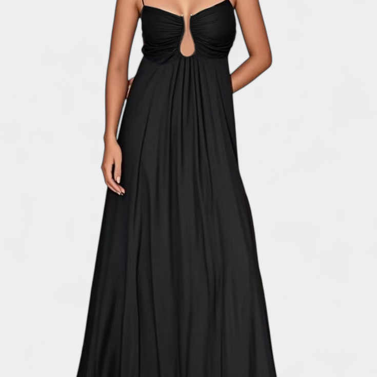 Elettra Vestido Maxi de Tirantes Finos y Drapeado Fluido