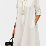 Larissa Vestido en Algodón con Cuello de Solapa