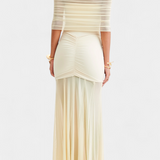 Alodia Vestido Maxi de Hombros con Capa de Malla