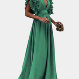 Lucera Vestido Maxi Elegante con Mangas Volantes