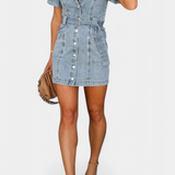 Orlena Vestido Mini de Denim Lavado