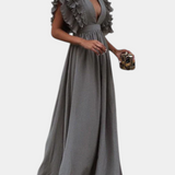 Lucera Vestido Maxi Elegante con Mangas Volantes