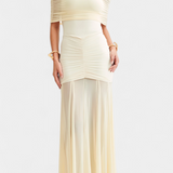Alodia Vestido Maxi de Hombros con Capa de Malla