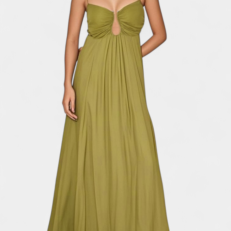 Elettra Vestido Maxi de Tirantes Finos y Drapeado Fluido
