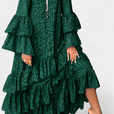 Eliselle Vestido Maxi Asimétrico con Volantes y Mangas Acampanadas