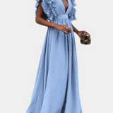 Lucera Vestido Maxi Elegante con Mangas Volantes