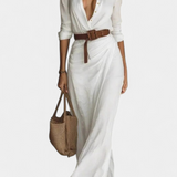 Souline Vestido Maxi con Solapa y Manga Larga