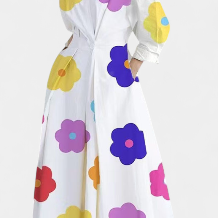 Miriam Vestido Maxi de Manga Larga Retro